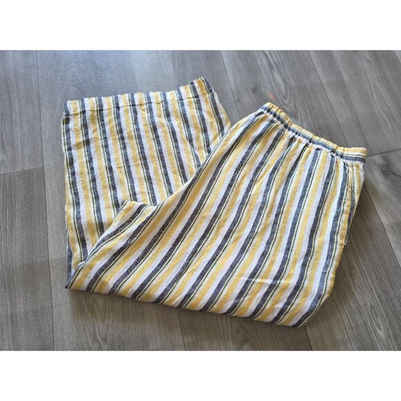 Ellen Tracy Womens Striped Cotton/Linen Wide-Leg Pants L - Picture 2 of 5